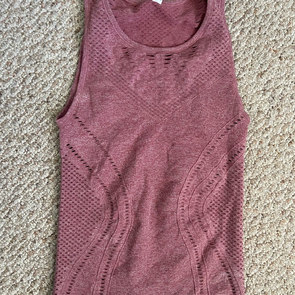 ALO Yoga Red Fitted Ribbed Tank Top